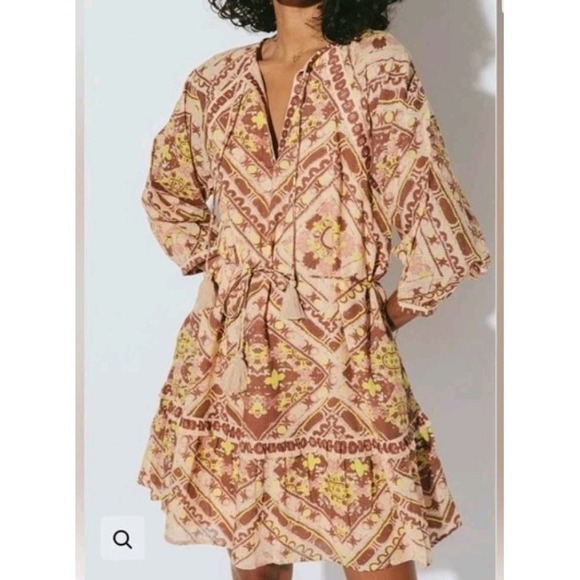 Cleobella Dresses & Skirts - Cleobella Dress Large Amber Organic Cotton Mini Tassel Boho Cottage Resort Beach